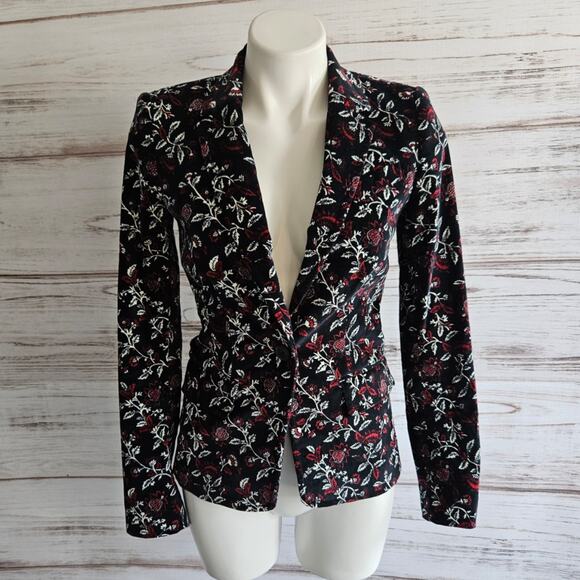 MICHAEL Micheal Kors Velvet Floral Blazer Jacket sz 0 - Picture 1 of 5